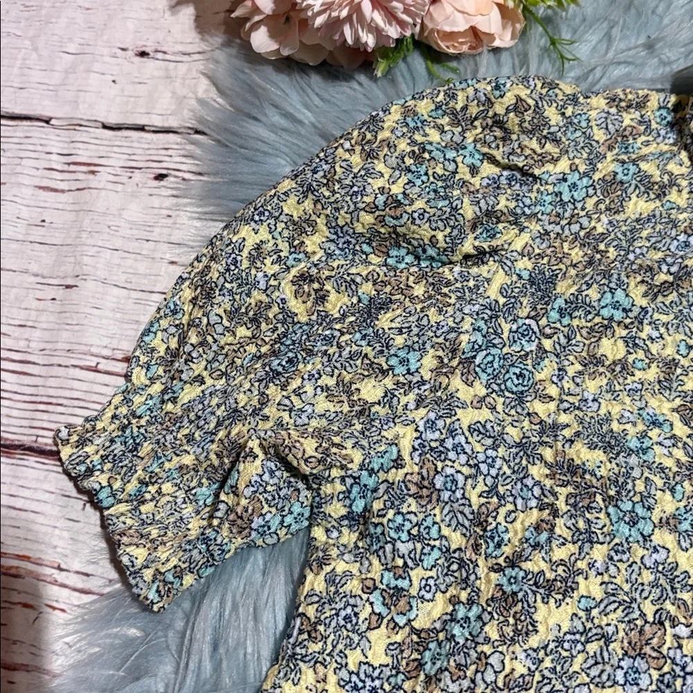 LOFT Garden Floral Puff Sleeve Short Sleeve Top sz SP